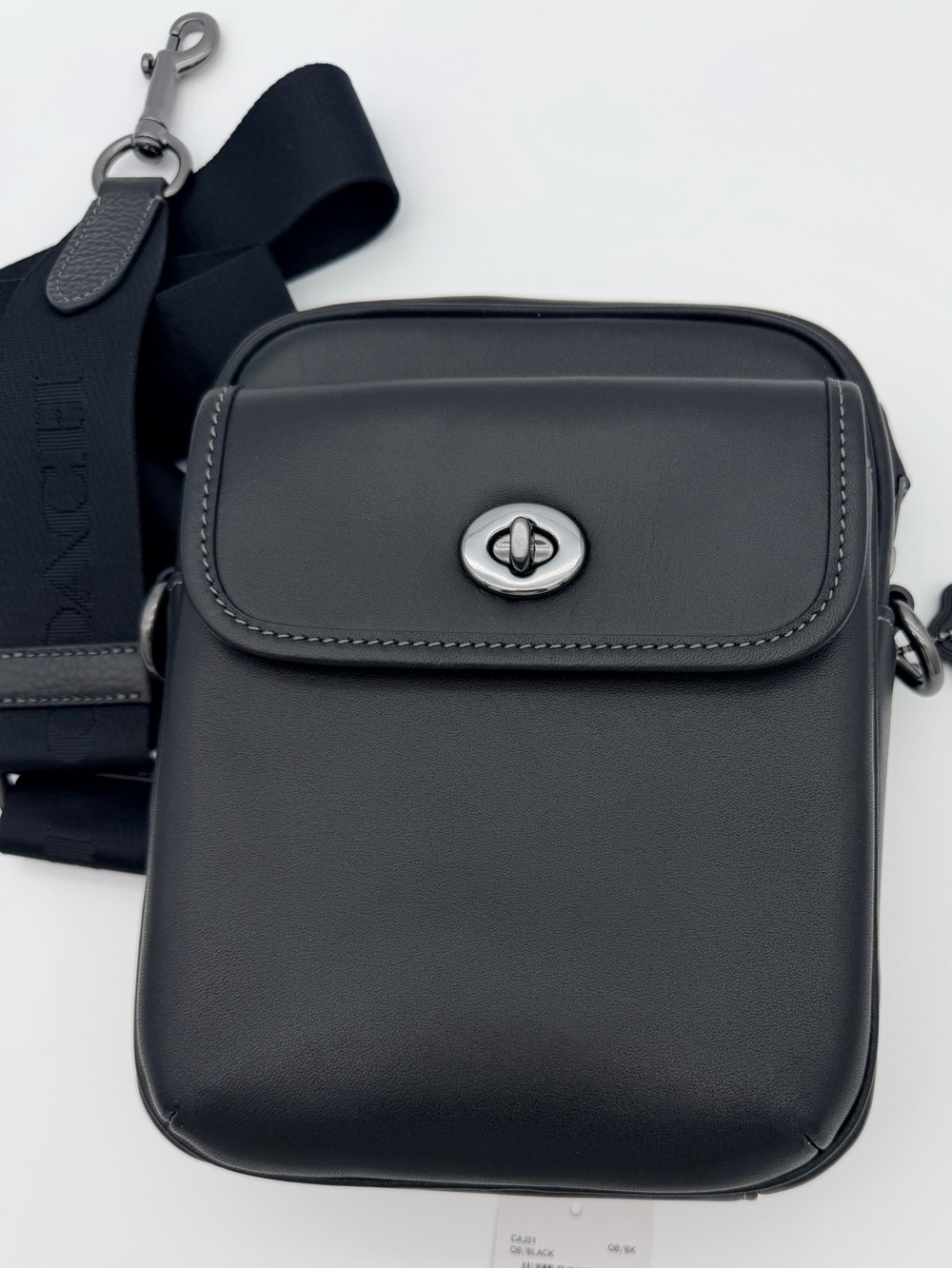 Coach Black Leather Turnlock Crossbody Bag Calf CAJ31